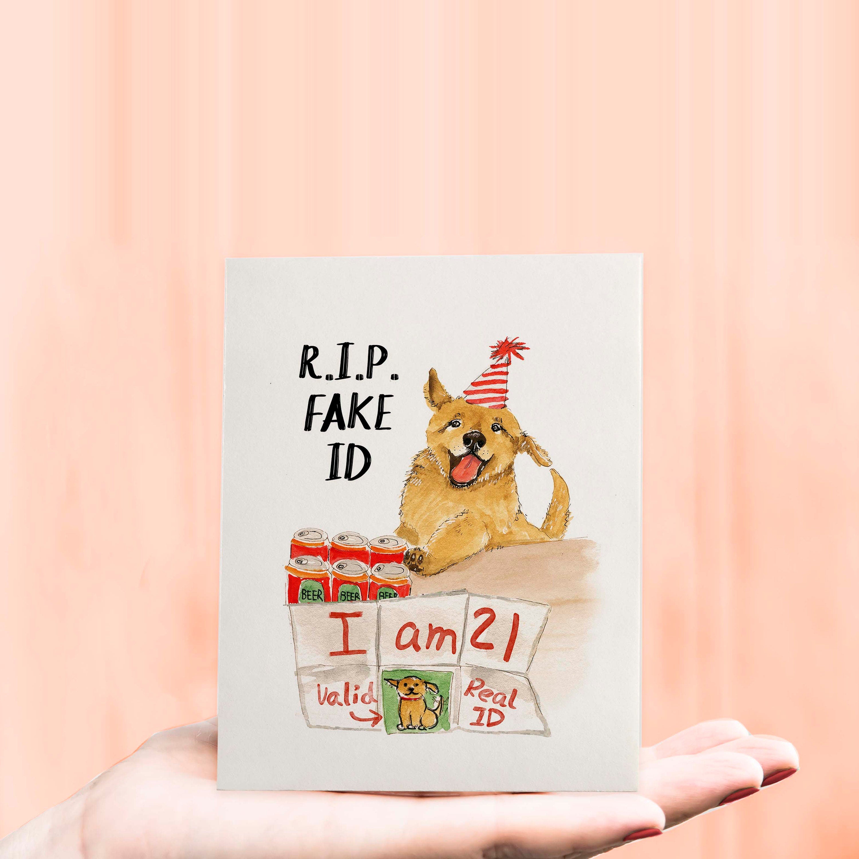 Funny 21st Birthday Card For Best Friend - RIP Fake ID Alcohol Beer Birthday Gifts For Brother - Twenty First Birthday Cards Funny - Liyana Studio